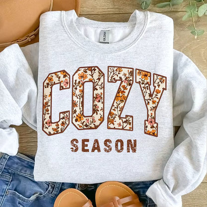 Cozy Season Fall Floral DIY Iron-On Heat Transfer Sticker Decal T-shirts Sweatshirts Bag Clothes Decor