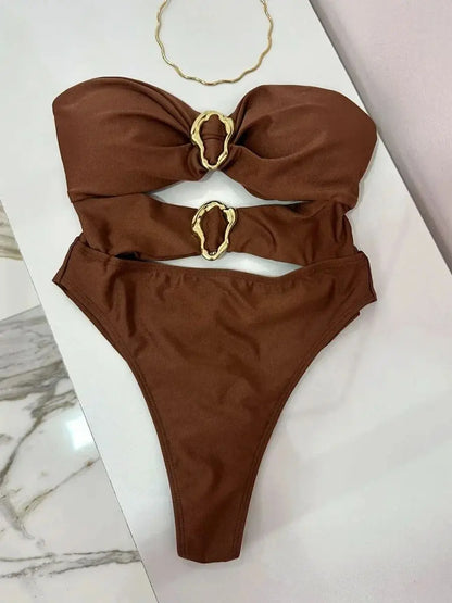 Oval One Piece Swimsuit Sexy Swimwear Women Swimsuit Hollow Out Monokini Bathing Suit