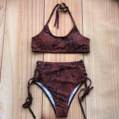 Women Swimsuit High Waist Bandage Sport Swimwear Bikini Push Up Beachwear Bathing Suit