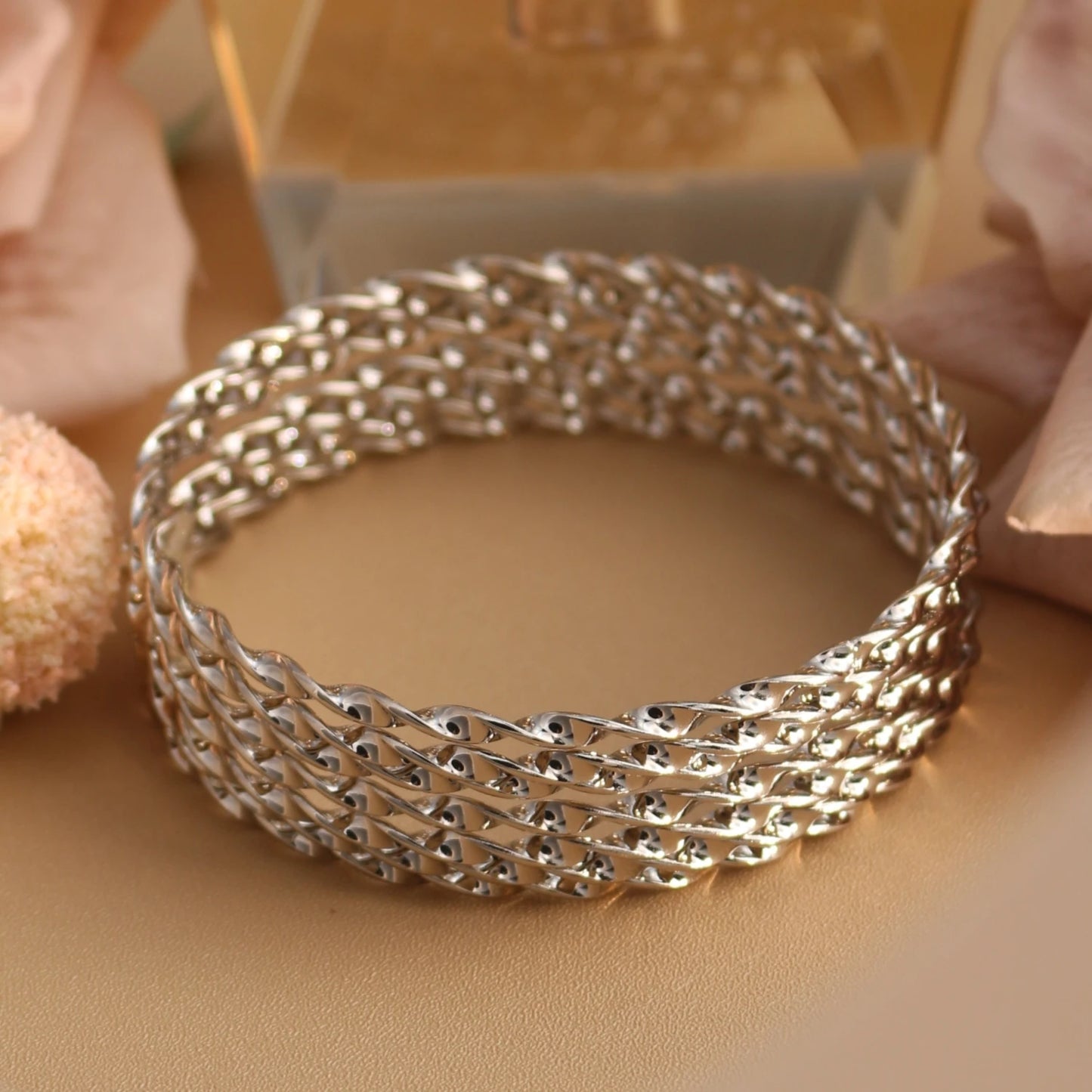 7pcs Stacking Bangle Design Roman Style Stainless Steel Gold Color Bracelet Gifts