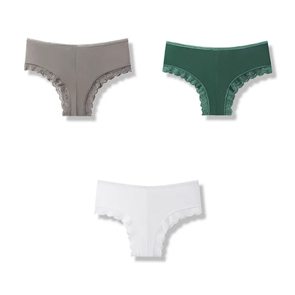 3Pcs Sexy Underwear Briefs Seamless Lingerie Hollow Out Underpants Lace Panties