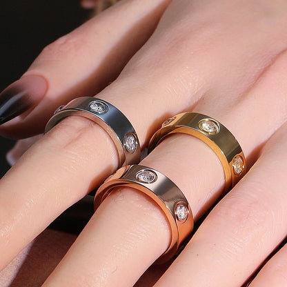 2-in-1 Women 18K Gold-Plated Stainless Steel Bracelet Ring Jewelry Set.