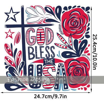 God Bless The USA America 4th of July DIY Iron-On Heat Transfer Sticker Decal T-shirts Sweatshirts Bag Clothes Decor