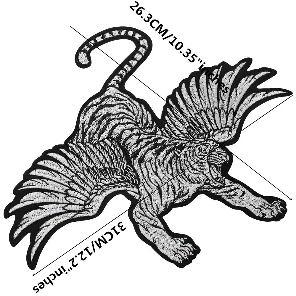 Embroidered large-size Fly Tiger wings Patch Appliques Iron on Patches Badge Clothes Sewing