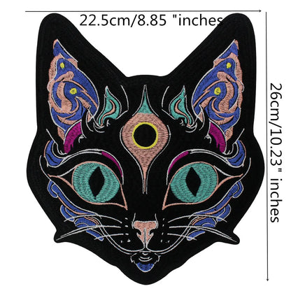Embroidery Domineering Black Moon Cat Patch Appliques Iron on Patches Badge Clothes Sewing