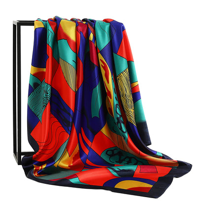90*90cm Vintage Flowers Women Four Seasons Bandanna Designs Square Wrap Shawl Scarf Scarves fk3