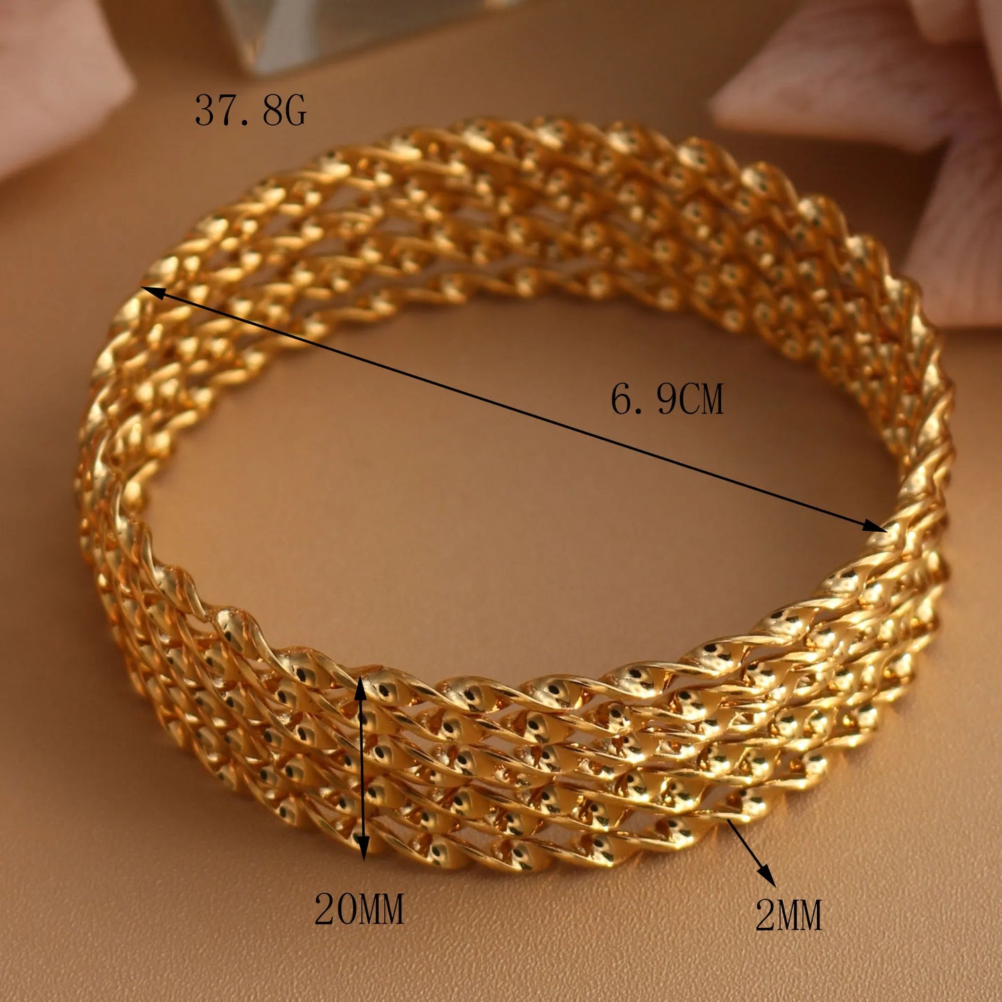 7pcs Stacking Bangle Design Roman Style Stainless Steel Gold Color Bracelet Gifts