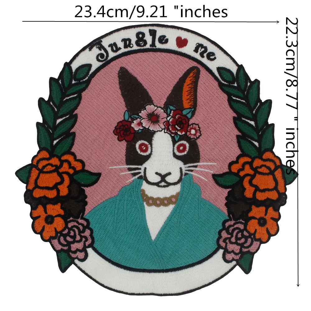 Embroidered Large Animal sheep Cat Rabbit Patches Sew on Clothing Patch Badges Twill Craft Stickers