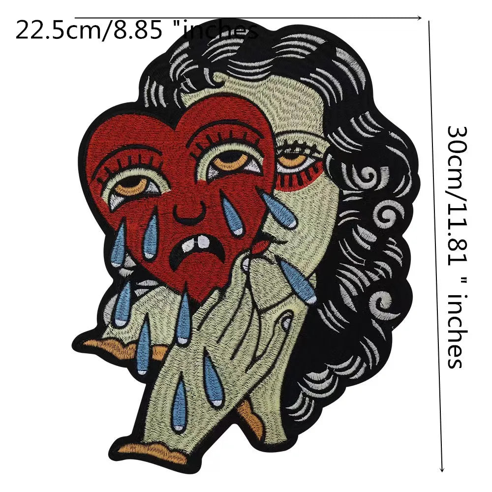 Embroidered Beauty Sexy Red Rose Love face Girl Patch Iron On Embroidered Patches for Clothes