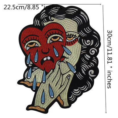 Embroidered Beauty Sexy Red Rose Love face Girl Patch Iron On Embroidered Patches for Clothes