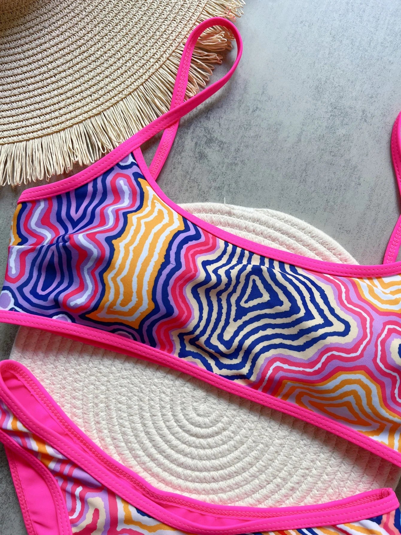 Sexy Print High Leg Cut Brazilian Bikini Swimsuit Swimwear Two-pieces Bathing Suit