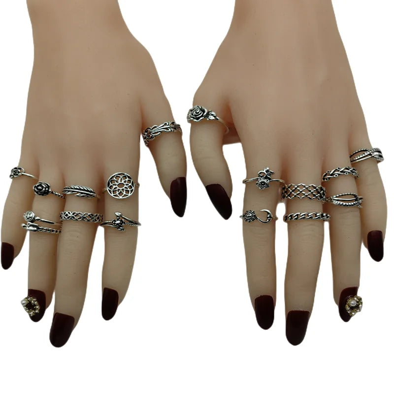 20pcs/Lot Wholesale Antique Vintage Design Finger Rings Set Mix Styles