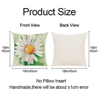 18 X 18 Inch Daisy Flower Design Sofa Cushion Plant Pattern Pillowcase Cover Decor