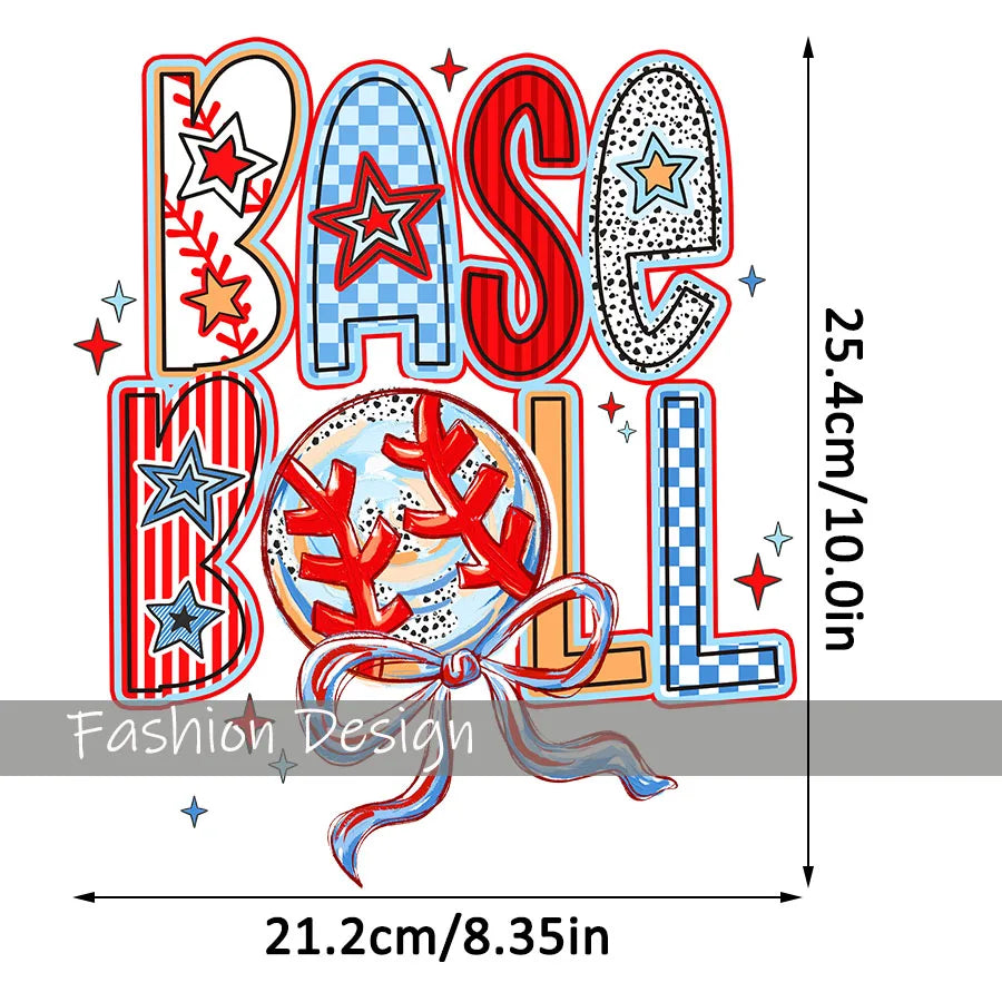 Baseball Game Day Mama DIY Iron-On Heat Transfer Sticker Decal T-shirts Sweatshirts Bag Clothes Decor