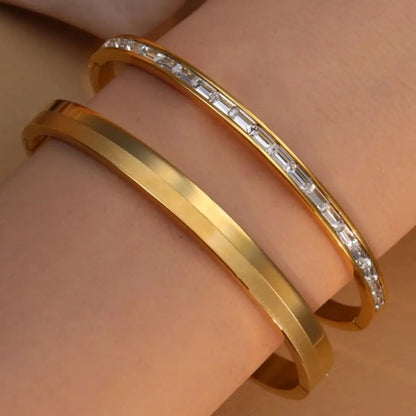 Fashion Plated 18k Zircon Stainless Steel Women's Bracelet Bangles