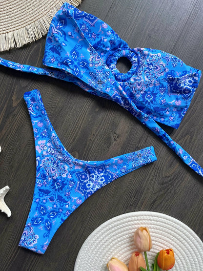 Sexy Colorful Floral Printed Bikini Swimsuit Two-pieces Bikini Bather Bathing Suit