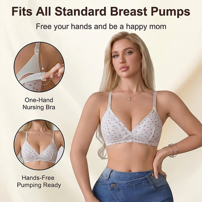 Women Multi-task Hands-Free Maternity Cotton Wireless Front-Opening Breastfeeding Breast Pump Bra