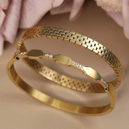 Exquisite Crystal Stainless Steel Women's Bracelet Bangles Gifts