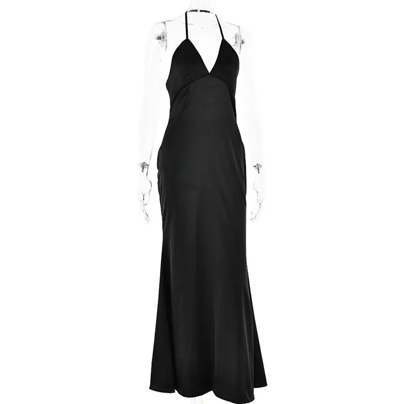 Elegant Backless Sexy Maxi Spaghetti Strap Sleeveless Bodycon Club Party Long Dress