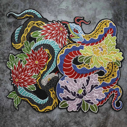 Colorful Python Embroidered Motorcycle Patch Appliques Iron on Patches Badge Clothes Sewing