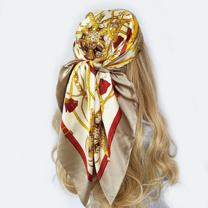 90cm Women Four Seasons Square Silk Satin Bandana Wrap Shawl Scarves Scarfs gf02
