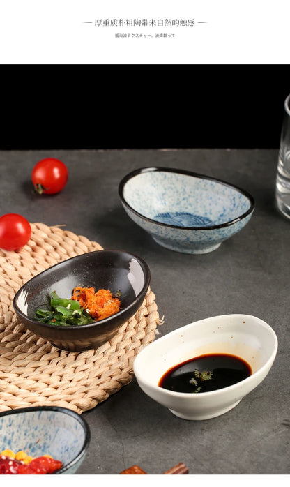 4 Inch Japanese-style Ceramic Disc Dip Sauce Bowl Dish 80ML Retro Plate