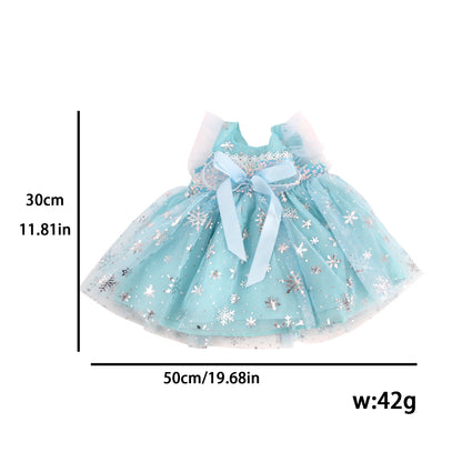 22 Inch Reborn Doll Blue Snow Flower Bowknot Cute Mini Skirt Dress For 55cm Toys Clothesd
