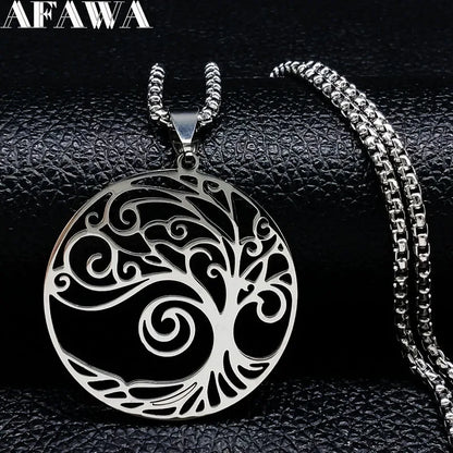 Tree of Life Collar Stainless Steel Women Men Chain Necklaces Pendant