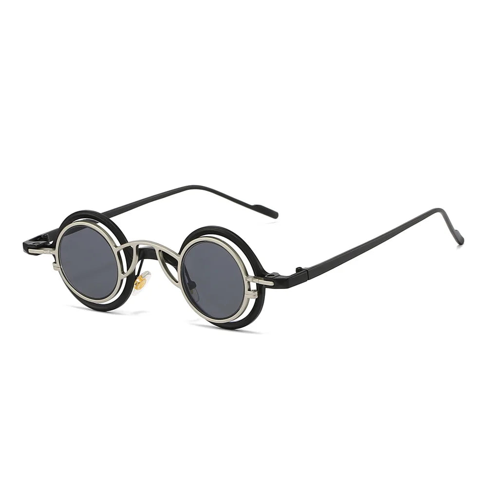 Women Round Two in One Pure Titanium Y2K Steampunk UV400 Sunglasses Glasses