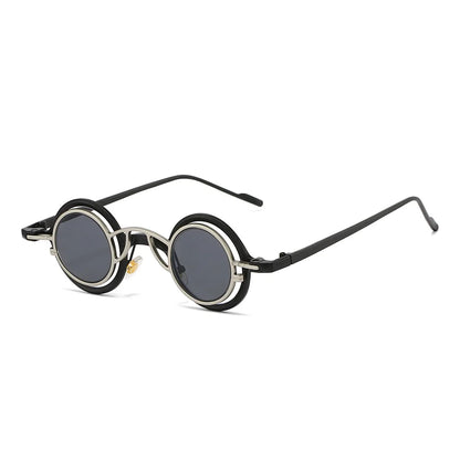 Women Round Two in One Pure Titanium Y2K Steampunk UV400 Sunglasses Glasses
