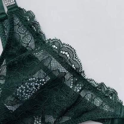 Women Lace Seamless Underwear Rhinestone G-String Thong Low Rise Panties Briefs