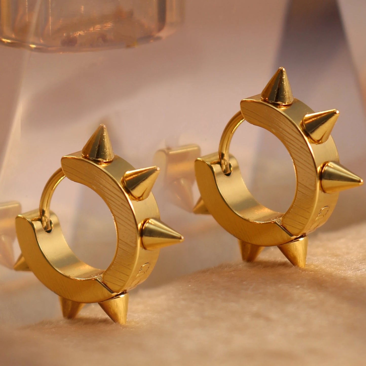 1Pair Women Men Punk Stainless Steel Spiky Thorn Gothic Stud Earrings