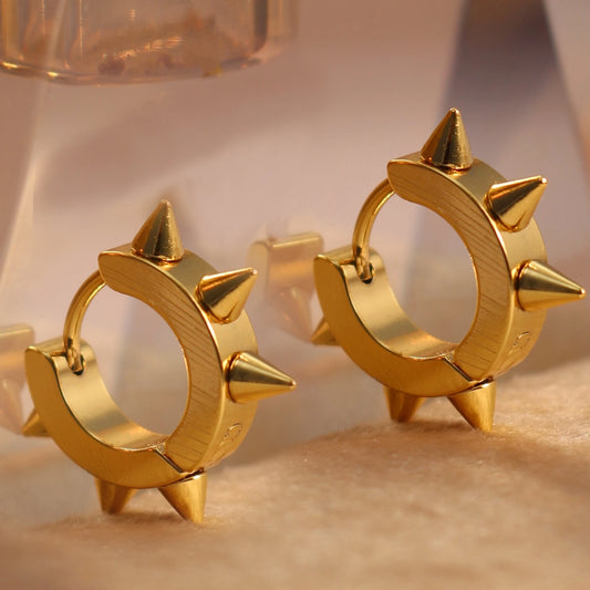 1Pair Women Men Punk Stainless Steel Spiky Thorn Gothic Stud Earrings
