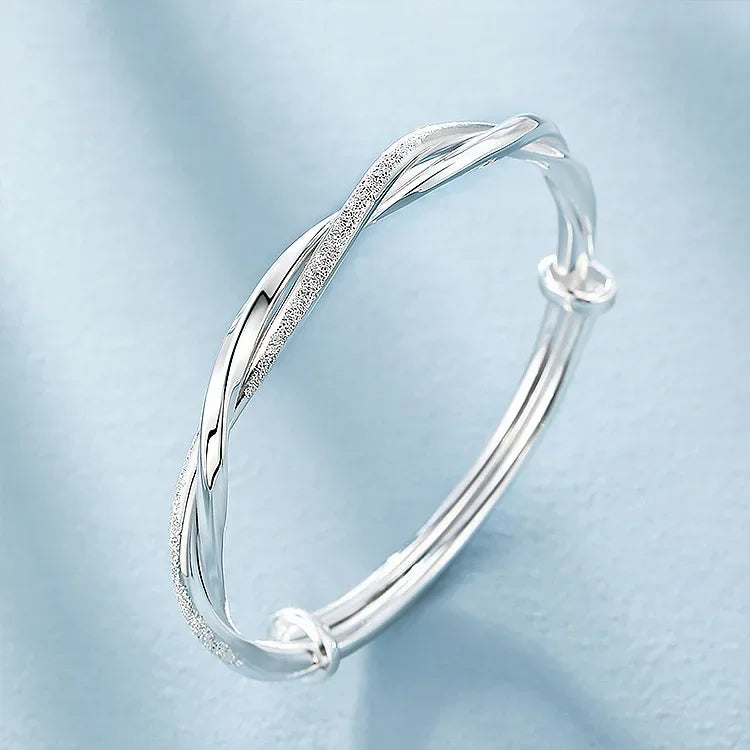 925 Sterling Silver Charms Open Women Fashion Adjustment Cuff Wedding Bangles Bracelet