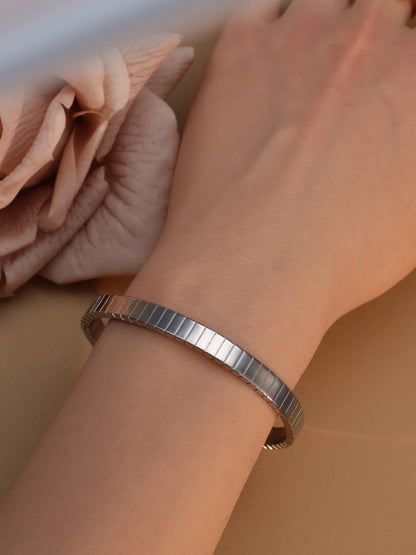 Vintage 18K Plated Stainless Steel Crystal Women's Fashion Bangles Bracelet