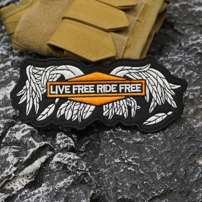 Sign of LIVE FREE RIDE FREE Embroidered Patch Iron-On Sewing Clothes Patches Applique