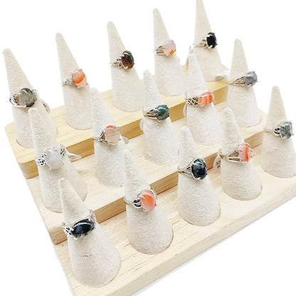 20pcs/Lot Wholesales Mixed Size Beauty Natural Green Stone Finger Rings