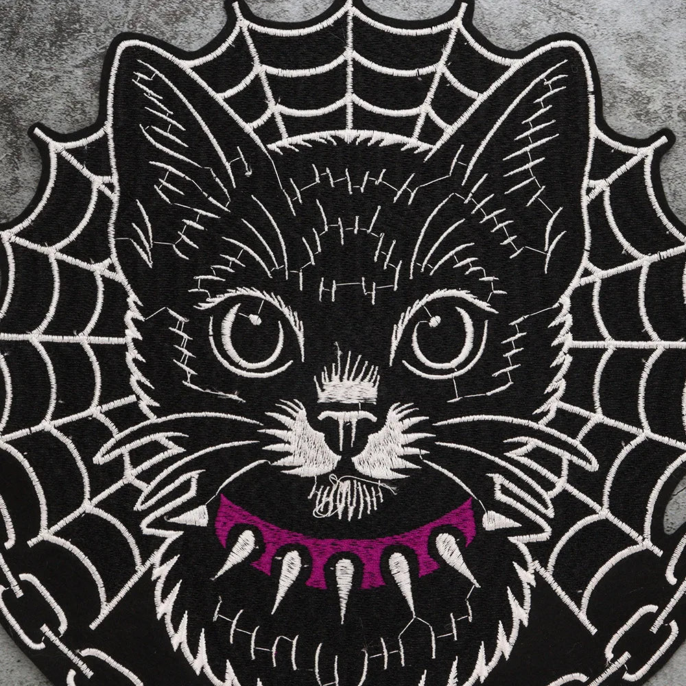 Large Black Noble Animal Cat Patch Embroidered Patches Iron on Clothing Backpack Badges Twill Craft Stickers
