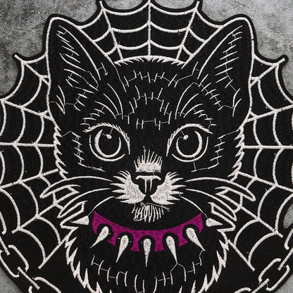 Large Black Noble Animal Cat Patch Embroidered Patches Iron on Clothing Backpack Badges Twill Craft Stickers