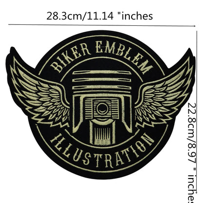 Large-Size Winged Skull Angel Biker Motorcycle Embroidered Patch Appliques Iron on Patches Badge Clothes Sewing