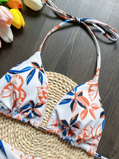 Sexy Print Bandage Women's Swimsuit Two-piece Triangle Swimwear Bathing Brazilian Bikini Set