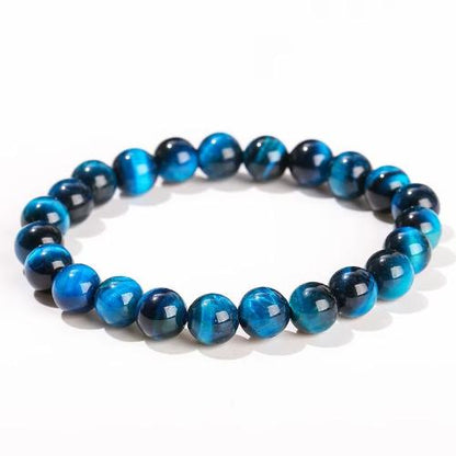 Natural Stone Blue Tiger Eye Beaded Women Men Healing Bangles Bracelets