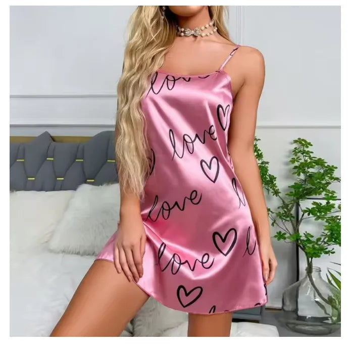 Women Nightwear Sexy Floral Prints Nightdress Sleepwear Nightgown