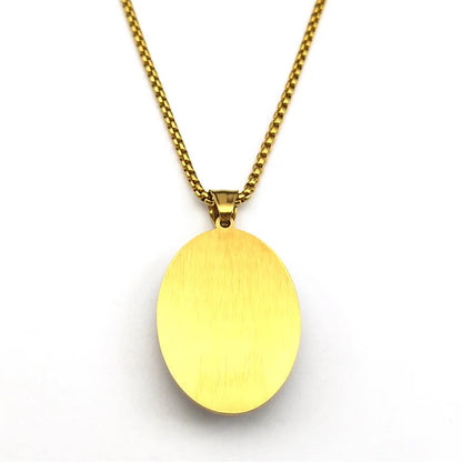 Women Men Stainless Steel Gold Color Christian Amulet SAINT MICHAEL PROTECT US Archangel Glass Medal Pendant Necklace