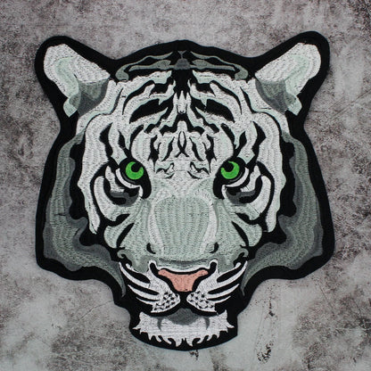 Large-size biker Punk Motorcycle Embroidered Tiger Skeleton Patch Appliques Iron on Patches Badge Clothes Sewing