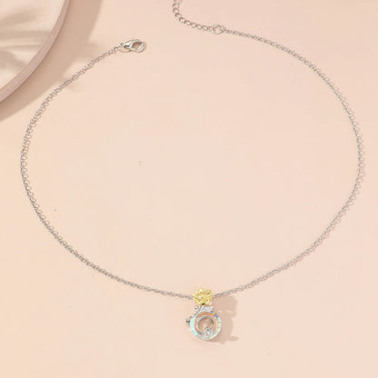 Women Luxury Colorful Round Crystal Winding Sunflower Pendant Necklace