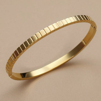 Women's cz Design Inlay Square Small Colored Zircon Stainless Steel Gold Color Bracelet Bangle