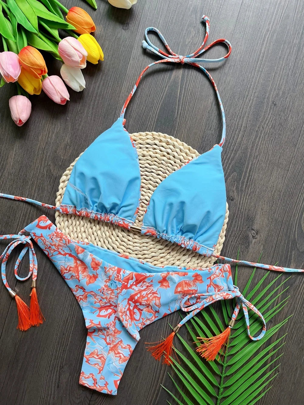 Sexy Print Bikini Bandage Women Swimsuit Two-piece Triangle Swimwear Bathing Brazilian Suit