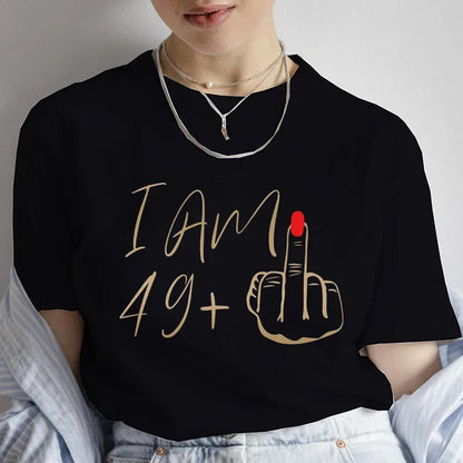 50th Birthday Mom I Am 49 Middle Finger T-shirt Women Tees Tops