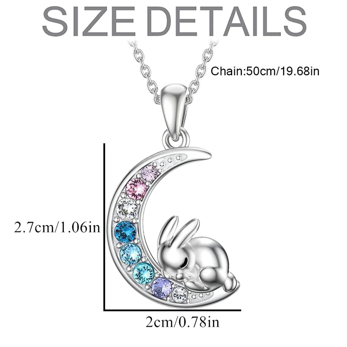 Creative Cute Pet Rabbit Colorful Crescent Bunny Pendant Necklace